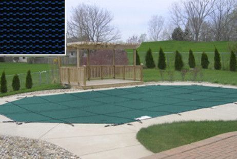 PoolTux KING99 Blue Mesh Safety Cover | 25' x 45' Rectangle | Right Step | CSPTBMP25453