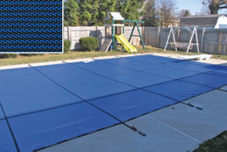 PoolTux Royal Blue Mesh Safety Cover | 18' x 36' Rectangle | Left Step | CSPTBME18362