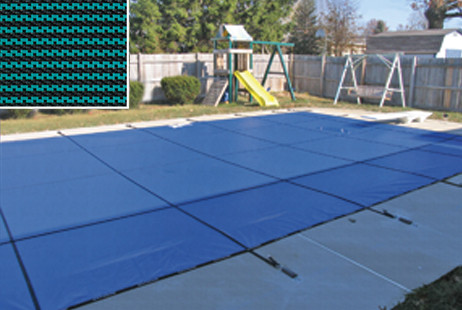 PoolTux Royal Green Mesh Safety Cover | 15' x 30' Rectangle | Left Step | CSPTGME15302