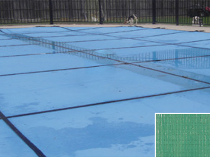 PoolTux KING Green Light Weight Solid Safety Cover | 12' x 24' Rectangle | Center Step | CSPTGSL12241